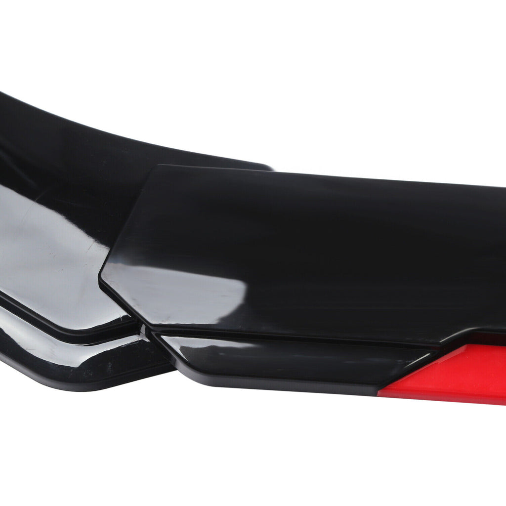 BRAND NEW UNIVERSAL 4PCS Glossy Black / Red Front Bumper Protector Body Splitter Spoiler Lip