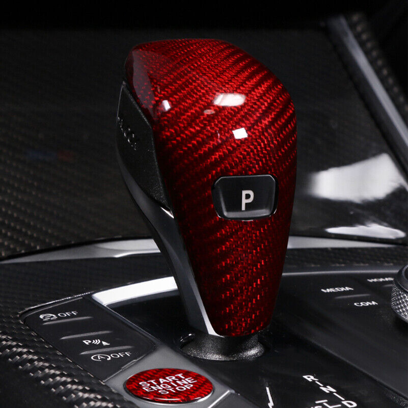 Brand New Real Carbon Fiber Red Gear Shift Knob Cover Trim For BMW G20 M340i 330i 2019-2023