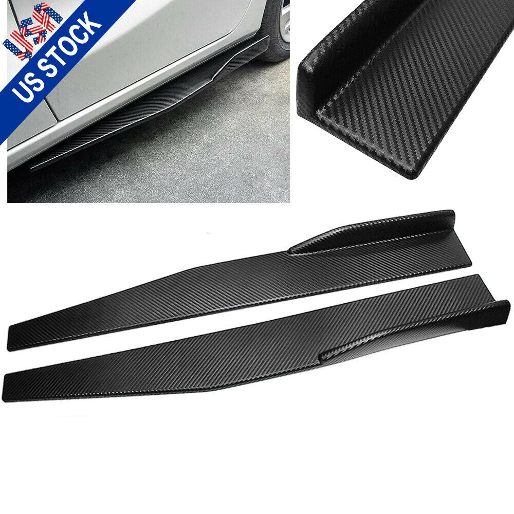 Brand New 2PCS Universal ABS Carbon Fiber Look Side Skirt Rocker Splitters Winglet Diffuser 31"X4"