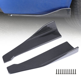 Brand New 2PCS V3 19'' Universal ABS Rear Bumper Spoiler Lip Splitter Diffuser Body Kit Carbon Fiber Look