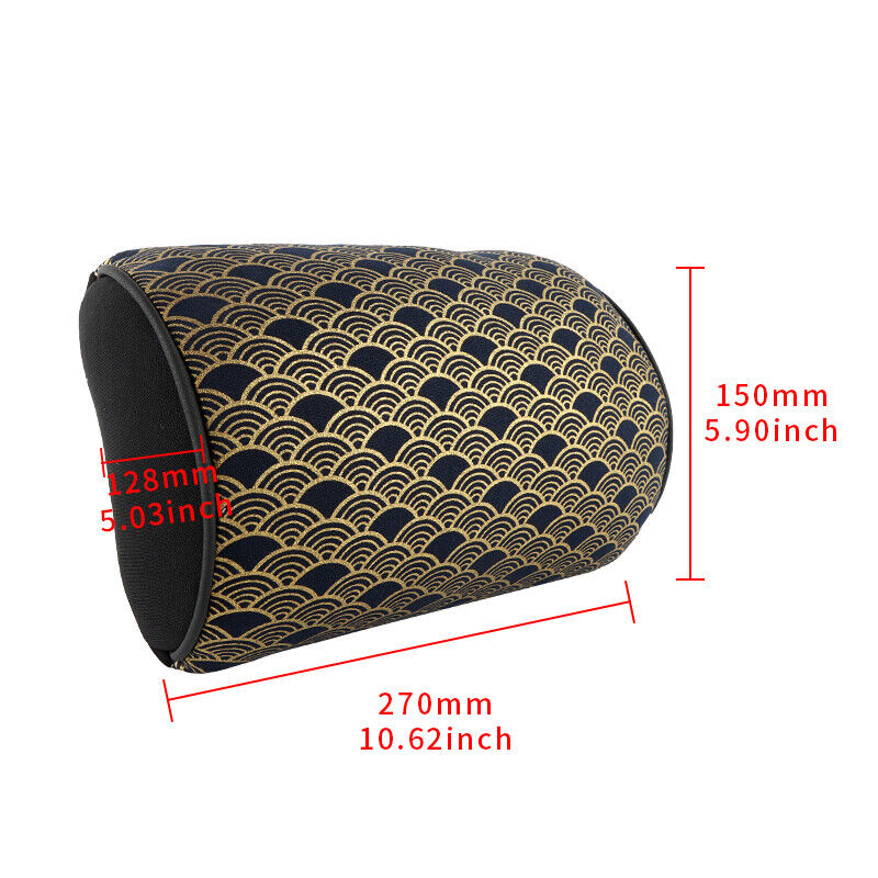 BRAND NEW 2PCS JDM SAKURA Black Fish Scale Fabric Soft Cotton Car Neck Rest Pillow Headrest