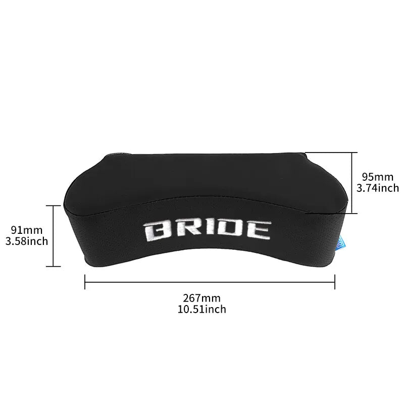 BRAND NEW UNIVERSAL 2PCS JDM BRIDE Embroidery Black Leather Car Neck Rest Pillow Headrest Cushion