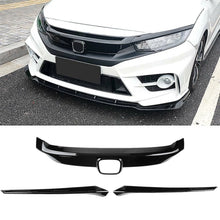 Load image into Gallery viewer, BRAND NEW 3PCS 2016-2021 Honda Civic ABS Glossy Black Front Grille Cover Moulding Trim + Eye Lid