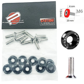 BRAND NEW 10PCS PASSWORD JDM BLACK ALUMINUM Fender Washers Engine Bolt Dress Up Kit - USA