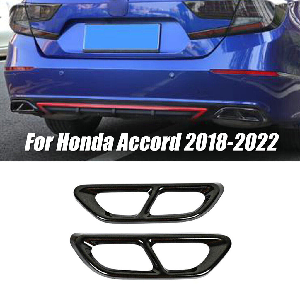 Brand New Honda Accord 2018-2022 Car Rear Cylinder Exhaust Muffler Tip Tail Pipe Glossy Black Metal Cover Trim