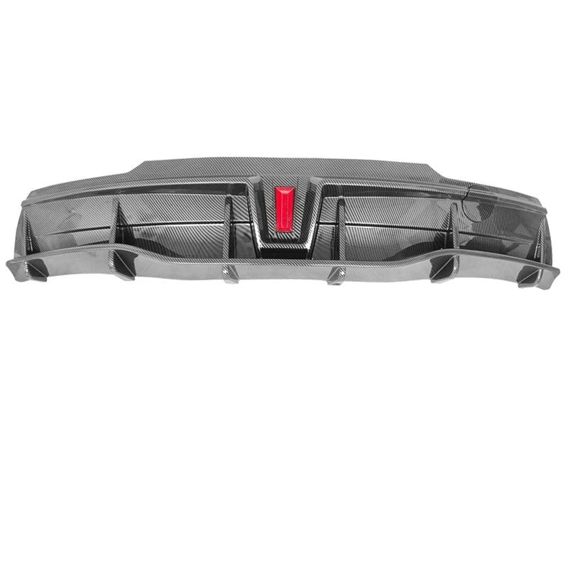 BRAND NEW 2020-2024 Tesla Model Y Rear Bumper ABS Diffuser Lip Kit W/ LED Flashing Light Carbon Fiber Print