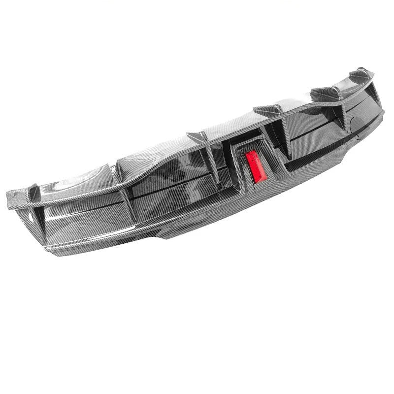BRAND NEW 2020-2024 Tesla Model Y Rear Bumper ABS Diffuser Lip Kit W/ LED Flashing Light Carbon Fiber Print