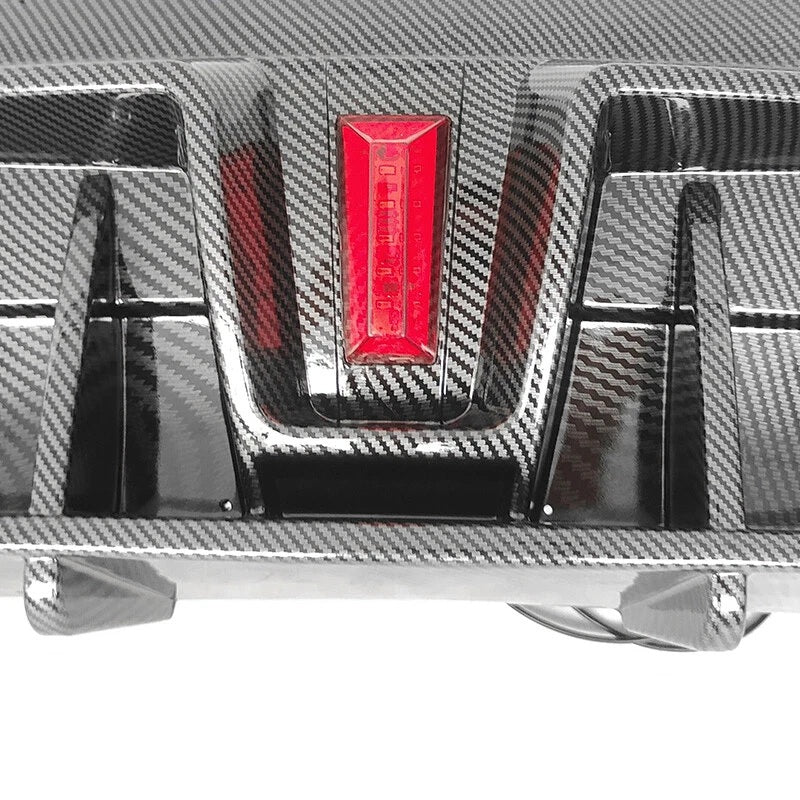 BRAND NEW 2020-2024 Tesla Model Y Rear Bumper ABS Diffuser Lip Kit W/ LED Flashing Light Carbon Fiber Print