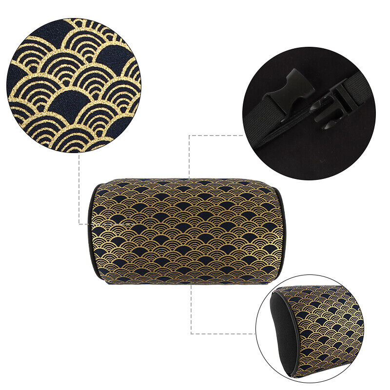 BRAND NEW 1PCS JDM SAKURA Black Fish Scale Fabric Soft Cotton Car Neck Rest Pillow Headrest