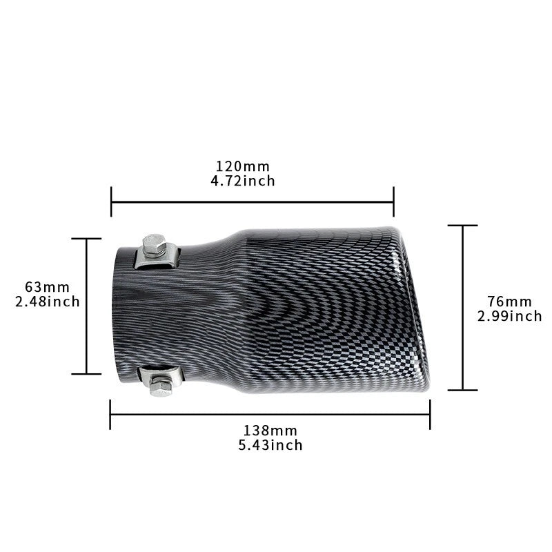 Brand New Universal Carbon Fiber Look Single Round Shape Car Exhaust Muffler Tip Straight Pipe 63mm 2.5‘’ Inlet