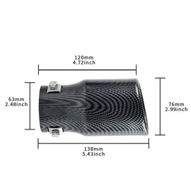 Brand New Universal Carbon Fiber Look Single Round Shape Car Exhaust Muffler Tip Straight Pipe 63mm 2.5‘’ Inlet