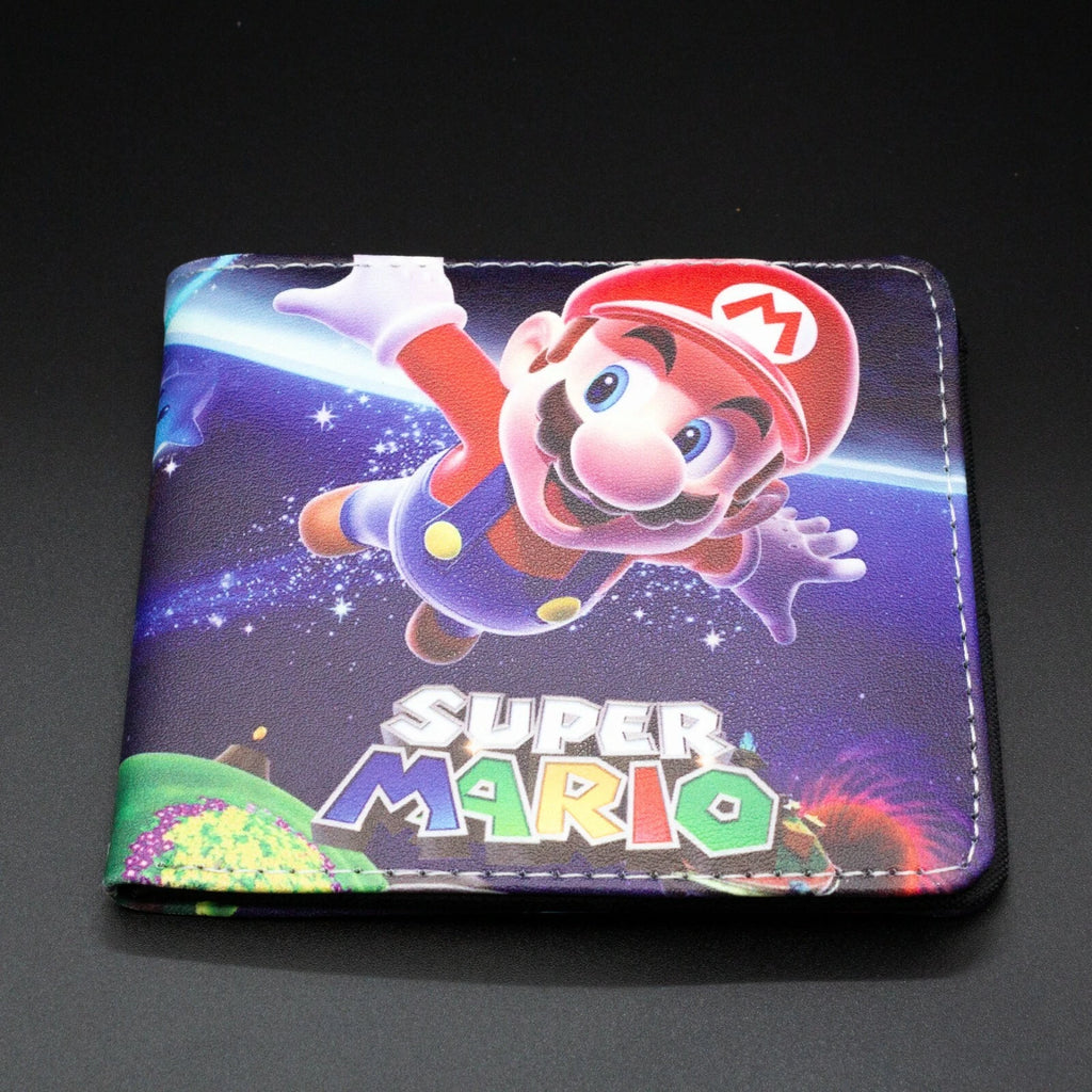 Brand New Men Super Mario Bros Galaxy Purse Short Bifold Fashion Leather Wallet