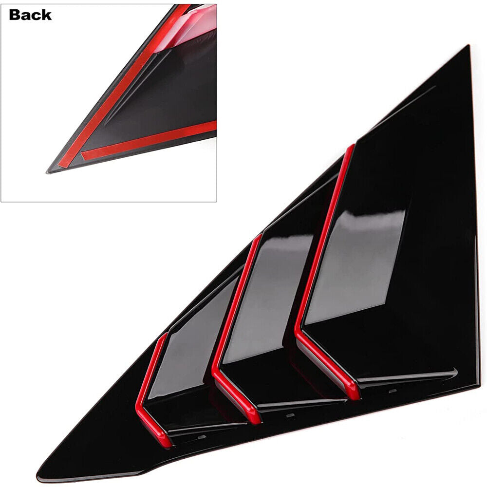 Brand New Honda Civic 11th 2022-2023 ABS Glossy Black W/ Red Side Line Rear Side Vent Window Scoop Louver Cover