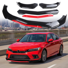 Load image into Gallery viewer, BRAND NEW UNIVERSAL 4PCS Glossy Black / Red Front Bumper Protector Body Splitter Spoiler Lip