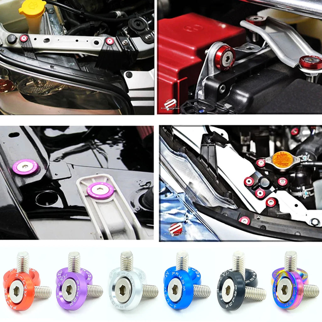 BRAND NEW 10PCS PASSWORD JDM BLACK ALUMINUM Fender Washers Engine Bolt Dress Up Kit - USA