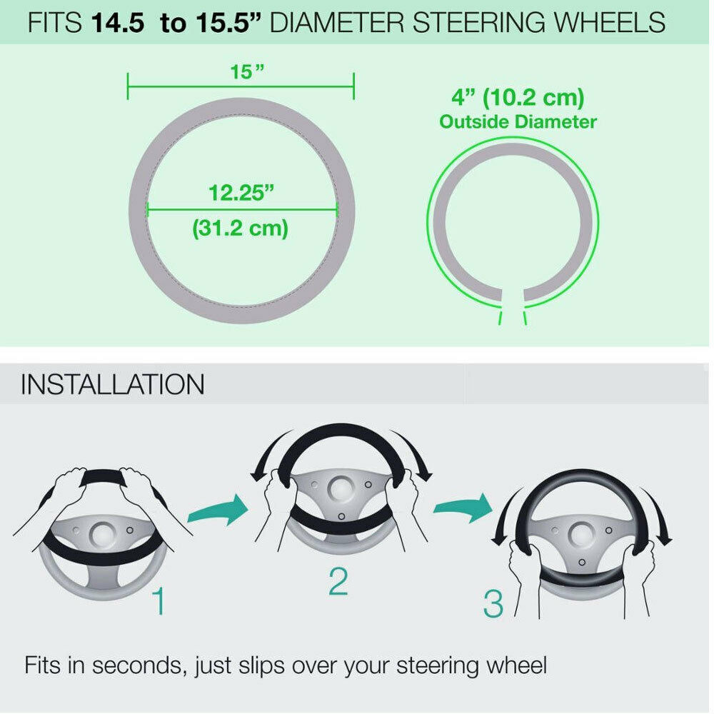 BRAND NEW Universal Official Licensed JEEP WRANGLER Rugged Neoprene Design Steering Wheel Cover – Car Truck SUV & Van, Universal Size Fit 14.5"-15.5"