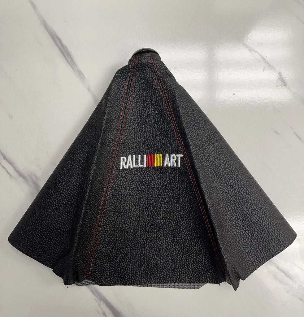 Brand New Universal Ralliart Leather PVC Red Stitching Leather Gear Manual Shifter Shift Knob Boot Cover