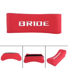 BRAND NEW UNIVERSAL 2PCS JDM BRIDE Embroidery Red Leather Car Neck Rest Pillow Headrest Cushion