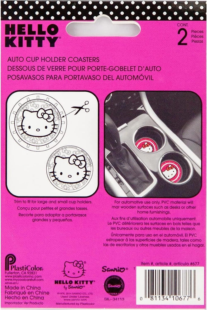 Brand New Universal 2PCS Platicolor 000677R01 Hello Kitty Sanrio Rubber Auto Car Cup Holder Coasters