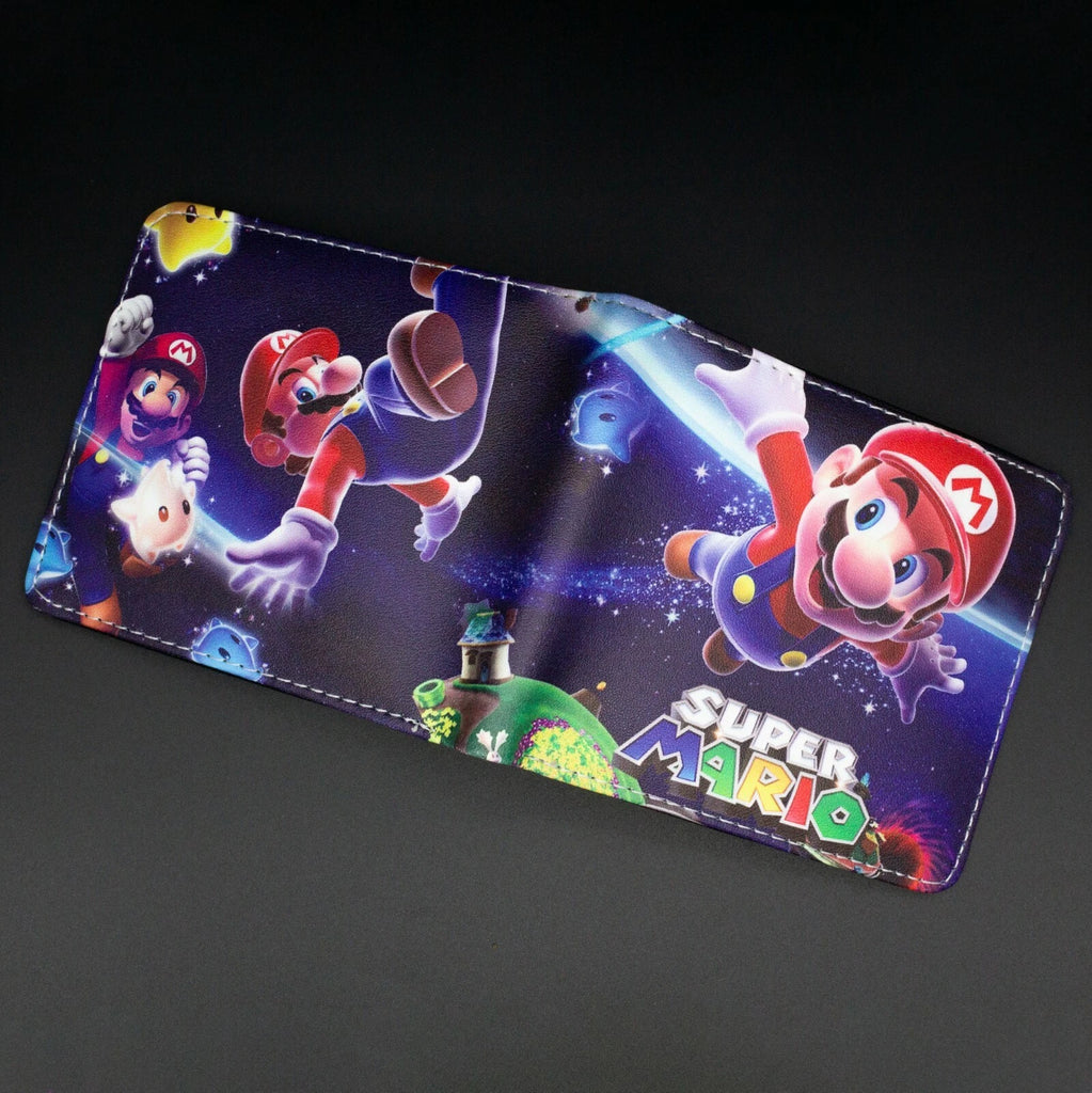 Brand New Men Super Mario Bros Galaxy Purse Short Bifold Fashion Leather Wallet
