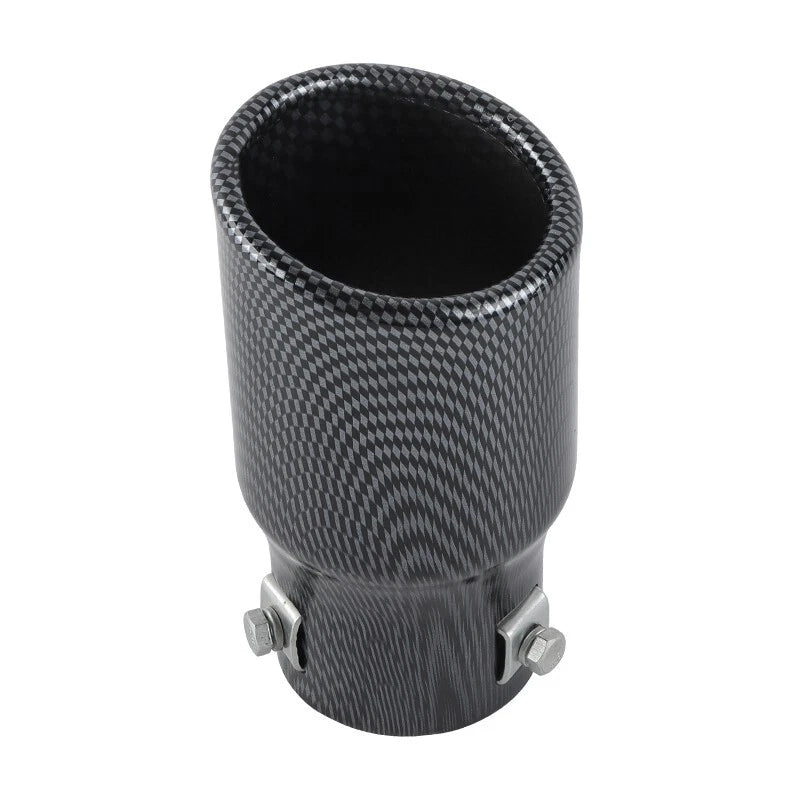 Brand New Universal Carbon Fiber Look Single Round Shape Car Exhaust Muffler Tip Straight Pipe 63mm 2.5‘’ Inlet