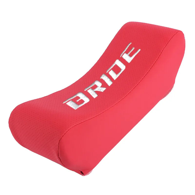 BRAND NEW UNIVERSAL 1PCS JDM BRIDE Embroidery Red Leather Car Neck Rest Pillow Headrest Cushion