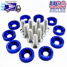 Load image into Gallery viewer, BRAND NEW 10PCS PASSWORD JDM BLUE ALUMINUM Fender Washers Engine Bolt Dress Up Kit - USA