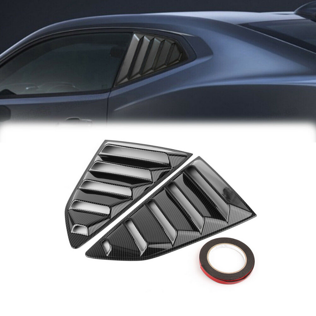 Brand New 2PCS Camaro 2016-2023 Carbon Fiber Look Side Window Scoop Quarter Louver Cover