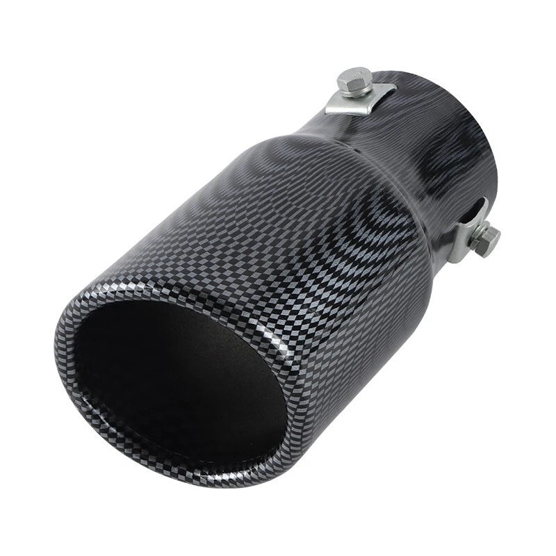 Brand New Universal Carbon Fiber Look Single Round Shape Car Exhaust Muffler Tip Straight Pipe 63mm 2.5‘’ Inlet