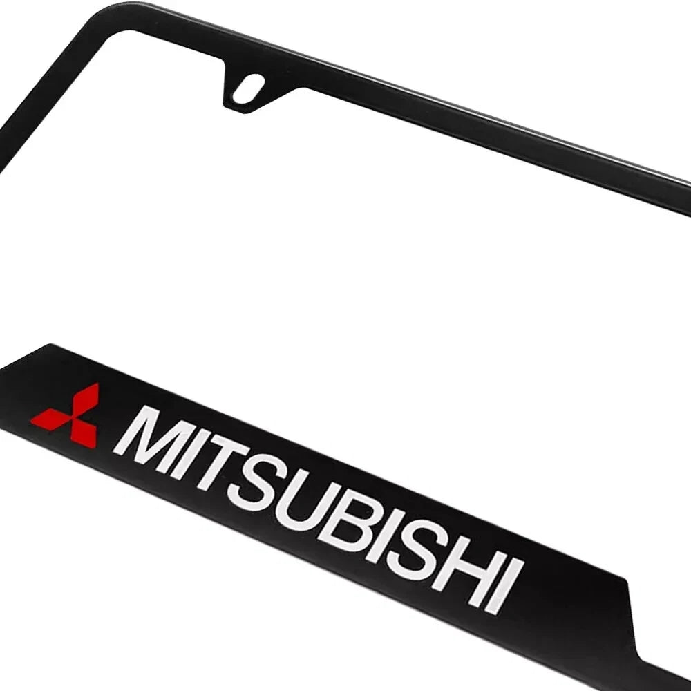 Brand New Universal 2PCS MITSUBISHI Metal Black License Plate Frame