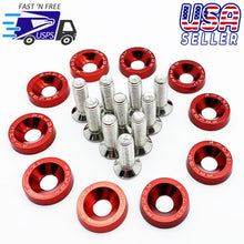 Load image into Gallery viewer, BRAND NEW 10PCS PASSWORD JDM RED ALUMINUM Fender Washers Engine Bolt Dress Up Kit - USA