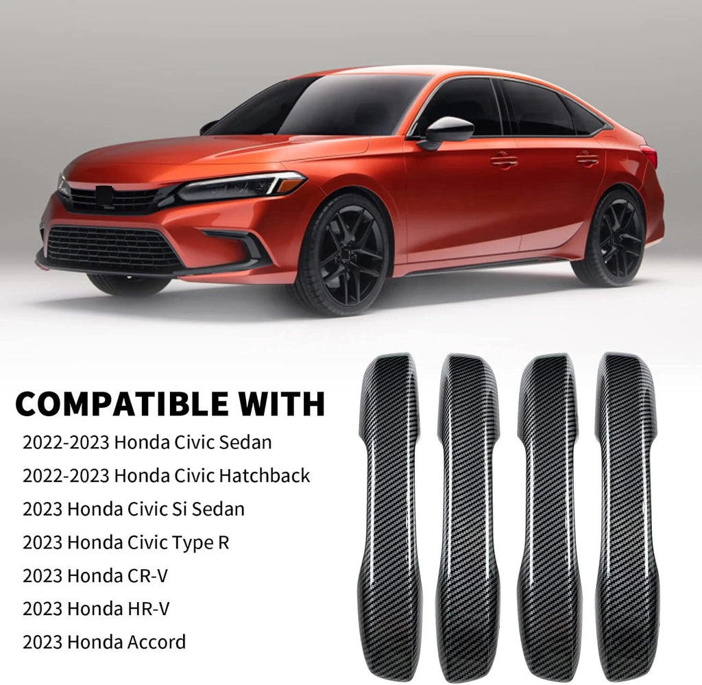 BRAND NEW 4PCS 2022-2025 Honda Civic Carbon Fiber Look Door Handle Cover Trim Overlay Cap Kit