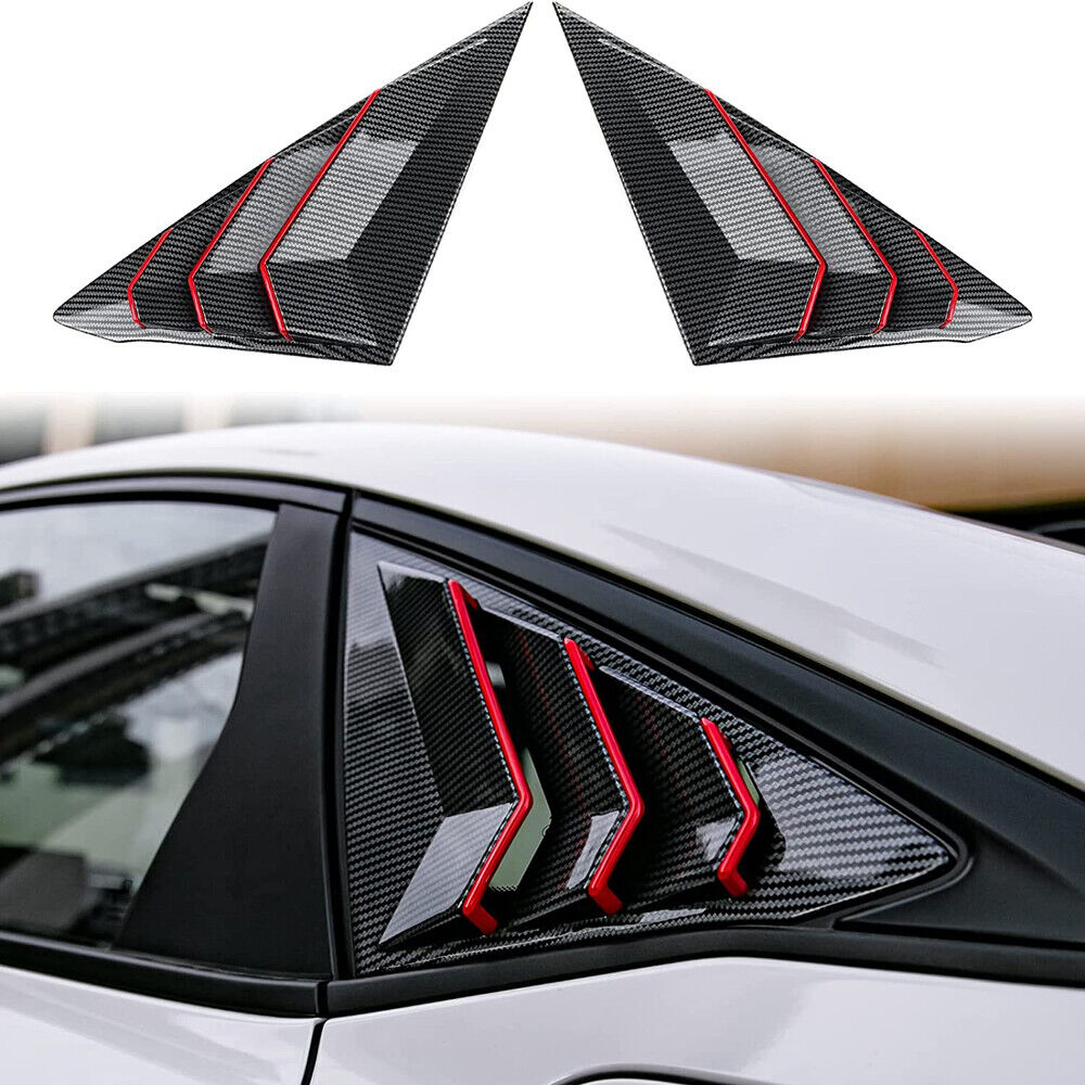 Brand New Honda Civic 11th 2022-2023 ABS Carbon Fiber Pattern Style W/ Red Side Line Rear Side Vent Window Scoop Louver Cover