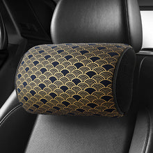 Load image into Gallery viewer, BRAND NEW 2PCS JDM SAKURA Black Fish Scale Fabric Soft Cotton Car Neck Rest Pillow Headrest