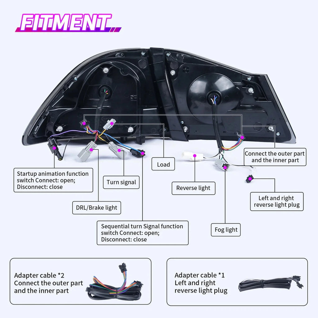 Brand New 2006-2012 Honda Civic FD1 FD2 Type R FD3 RGB Tail Lights LED Rear Lamps