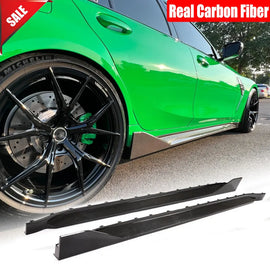 BRAND NEW 2021-2024 BMW G80 M3 MP STYLE REAL CARBON FIBER SIDE SKIRT EXTENSION REPLACEMENT