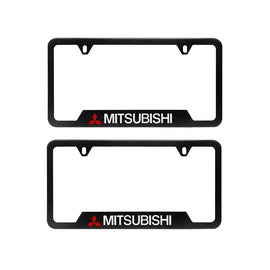 Brand New Universal 2PCS MITSUBISHI Metal Black License Plate Frame