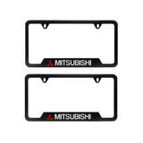 Brand New Universal 2PCS MITSUBISHI Metal Black License Plate Frame