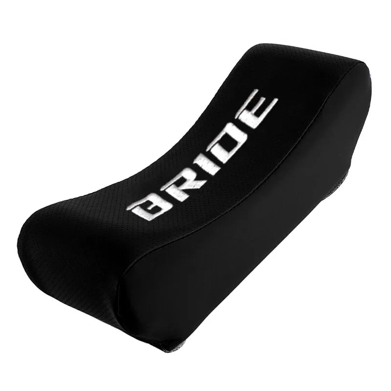 BRAND NEW UNIVERSAL 2PCS JDM BRIDE Embroidery Black Leather Car Neck Rest Pillow Headrest Cushion