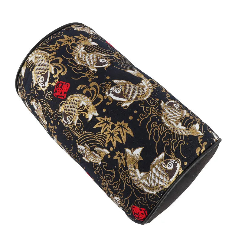 BRAND NEW 2PCS JDM SAKURA Black Koi Fish Fabric Soft Cotton Car Neck Rest Pillow Headrest