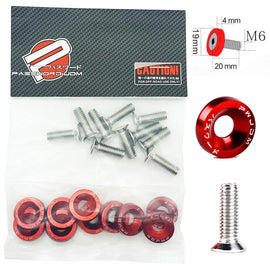 BRAND NEW 10PCS PASSWORD JDM RED ALUMINUM Fender Washers Engine Bolt Dress Up Kit - USA