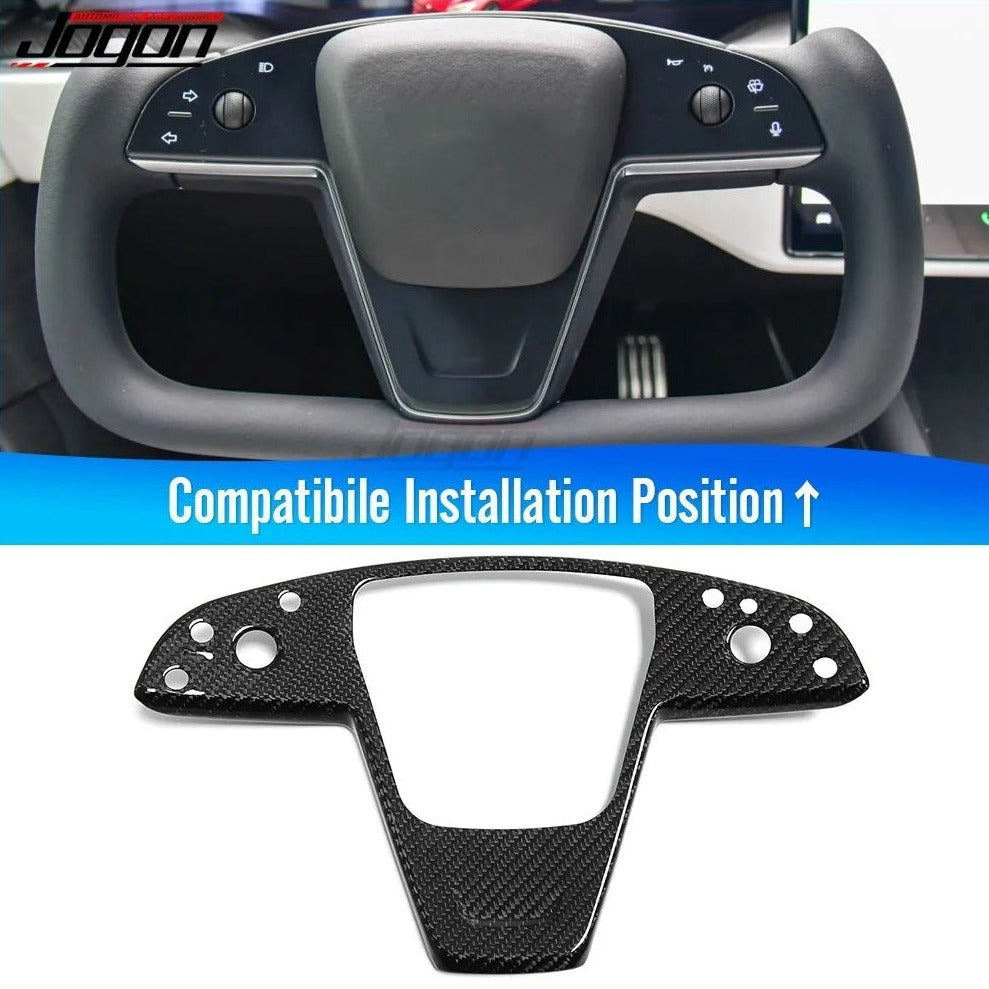 Brand New Tesla Model S 2021-2023 & Tesla Model X 2021-2023 Real Carbon Fiber Interior Steering Wheel Trim