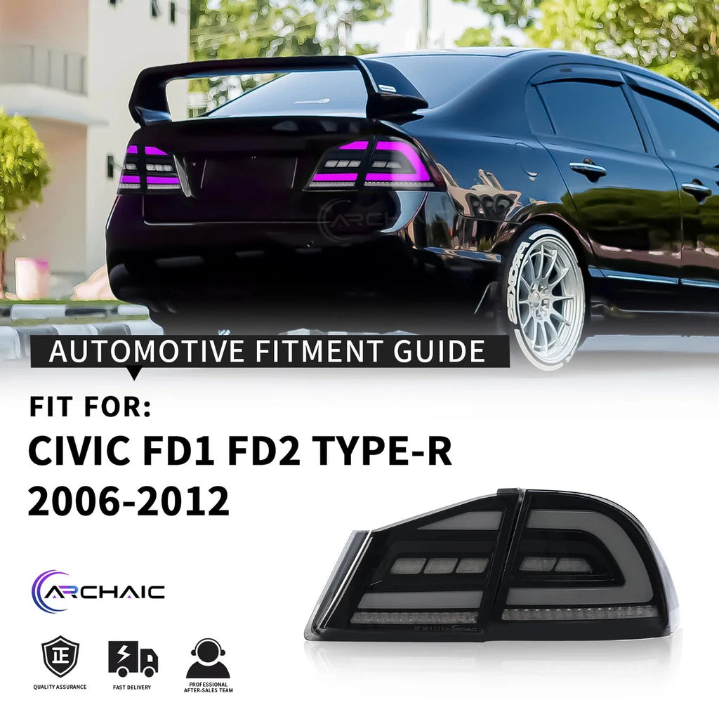 Brand New 2006-2012 Honda Civic FD1 FD2 Type R FD3 RGB Tail Lights LED Rear Lamps