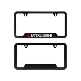 Brand New Universal 2PCS MITSUBISHI Metal Black License Plate Frame