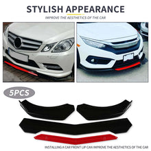 Load image into Gallery viewer, Brand New 5PCS UNIVERSAL GLOSSY BLACK / RED FRONT BUMPER LIP SPLITTER KIT