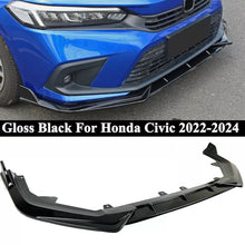 Load image into Gallery viewer, BRAND NEW 2022-2024 Honda Civic 4DR SEDAN LX EX Si JDM 3PCS GLOSSY BLACK FRONT BUMPER LIP SPLITTER KIT