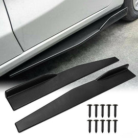 Brand New 2PCS Universal ABS Carbon Fiber Look Side Skirt Rocker Splitters Winglet Diffuser 31