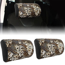 Load image into Gallery viewer, BRAND NEW 2PCS JDM SAKURA Black Wave Fabric Soft Cotton Car Neck Rest Pillow Headrest