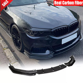 BRAND NEW 2017-2020 BMW G30 M-SPORT REAL CARBON FIBER 3PCS FRONT BUMPER SPLITTER SPOILER LIP