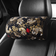 Load image into Gallery viewer, BRAND NEW 1PCS JDM SAKURA Black Koi Fish Fabric Soft Cotton Car Neck Rest Pillow Headrest